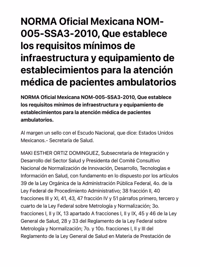 ¿Qué establece la NOM 178 SSA?